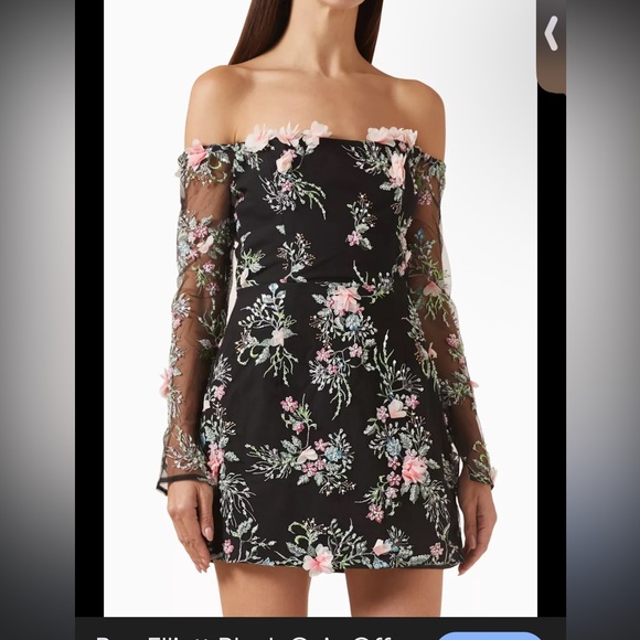 NWT Elliatt Gaia Off Shoulder Beaded Embellished Embroidered Floral Dress XS